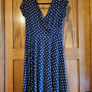 Kaleigh brand Navy Blue faux wrap dress